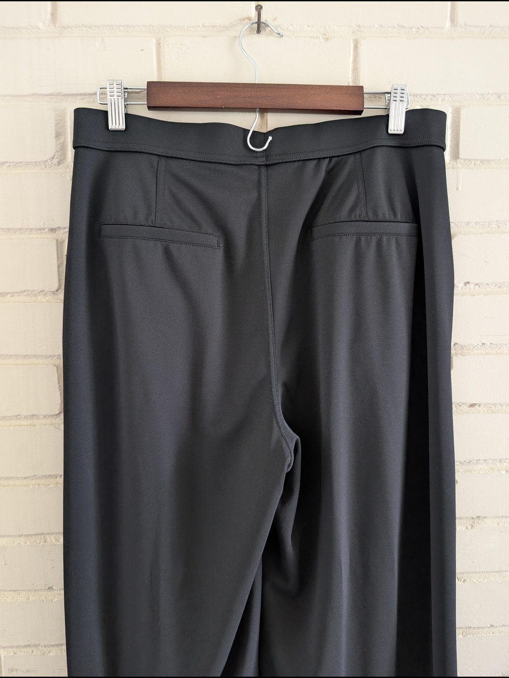 HALARA L Regular Flex High Waisted Pocket Straight Leg Crepe Work Pants Black - Picture 5 of 11